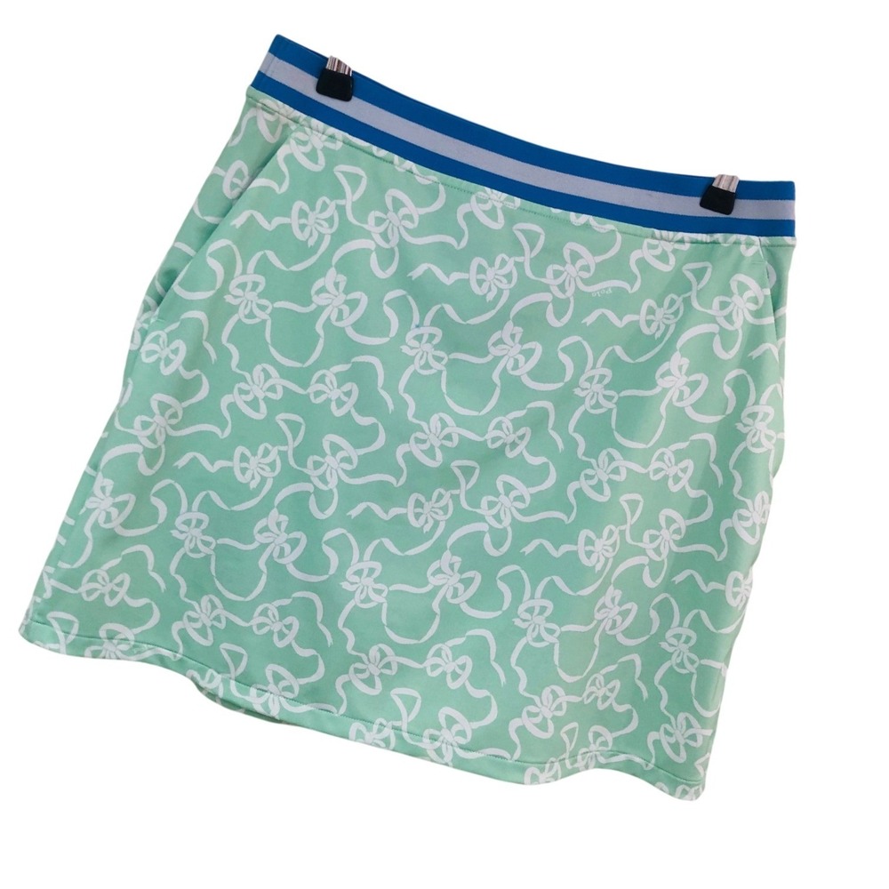 Polo Golf Ralph Lauren Skort Preppy Pickleball Coquette Bows Print Green Women M